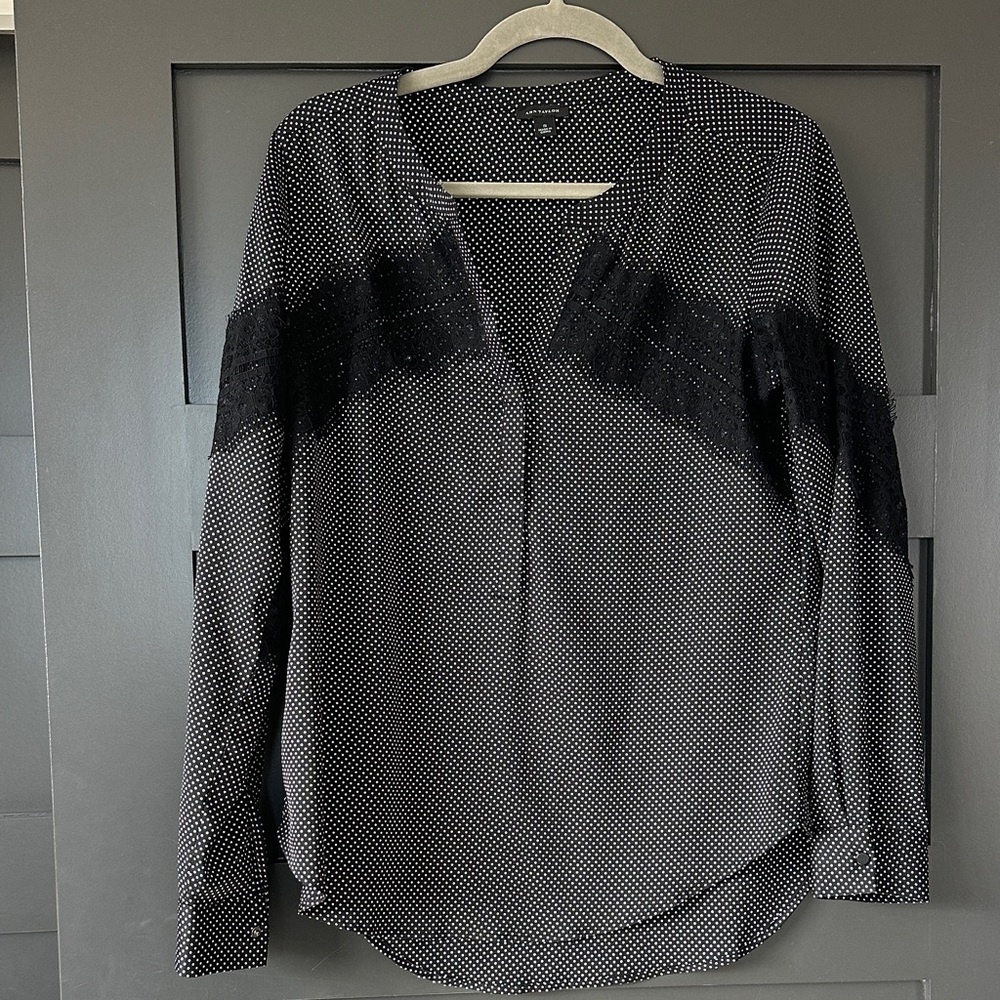 Ann Taylor Black and White Polka Dot Blouse